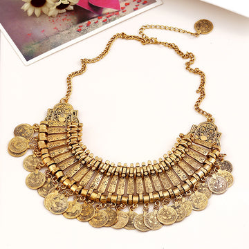 N2664 - Vintage Coin Tassel Necklace